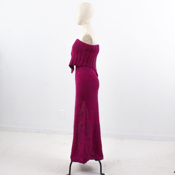 Vintage S Handknit Strapless Sweater Dress Pink - Picture 8 of 9